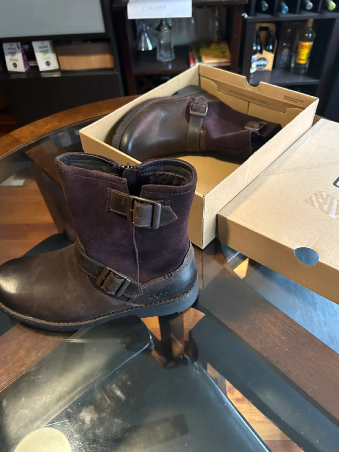 UGG Waterproof Leather Buckle Boots - Size 8