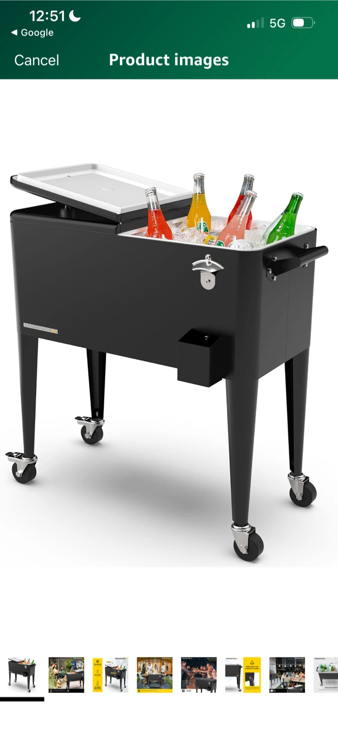 New PERMASTEEL Rolling Cooler Cart - Black