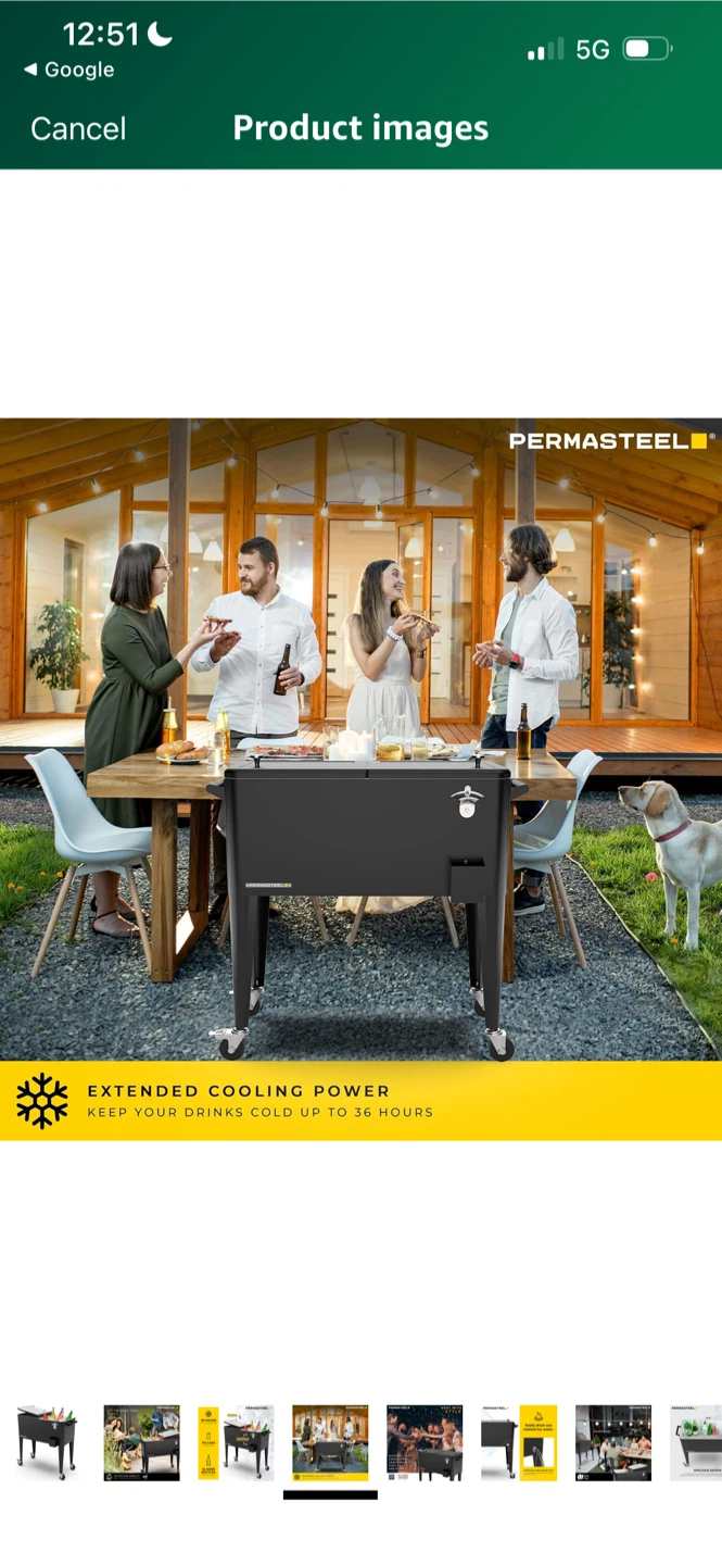 New PERMASTEEL Rolling Cooler Cart - Black - photo 4