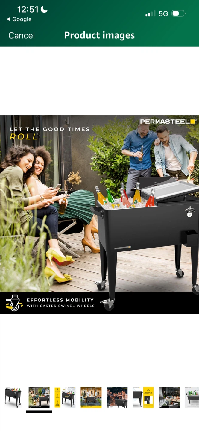 New PERMASTEEL Rolling Cooler Cart - Black - photo 2