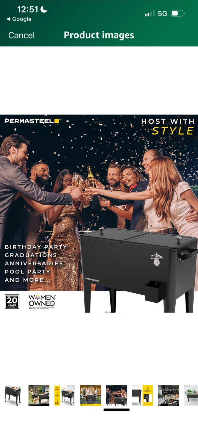 New PERMASTEEL Rolling Cooler Cart - Black - photo 5