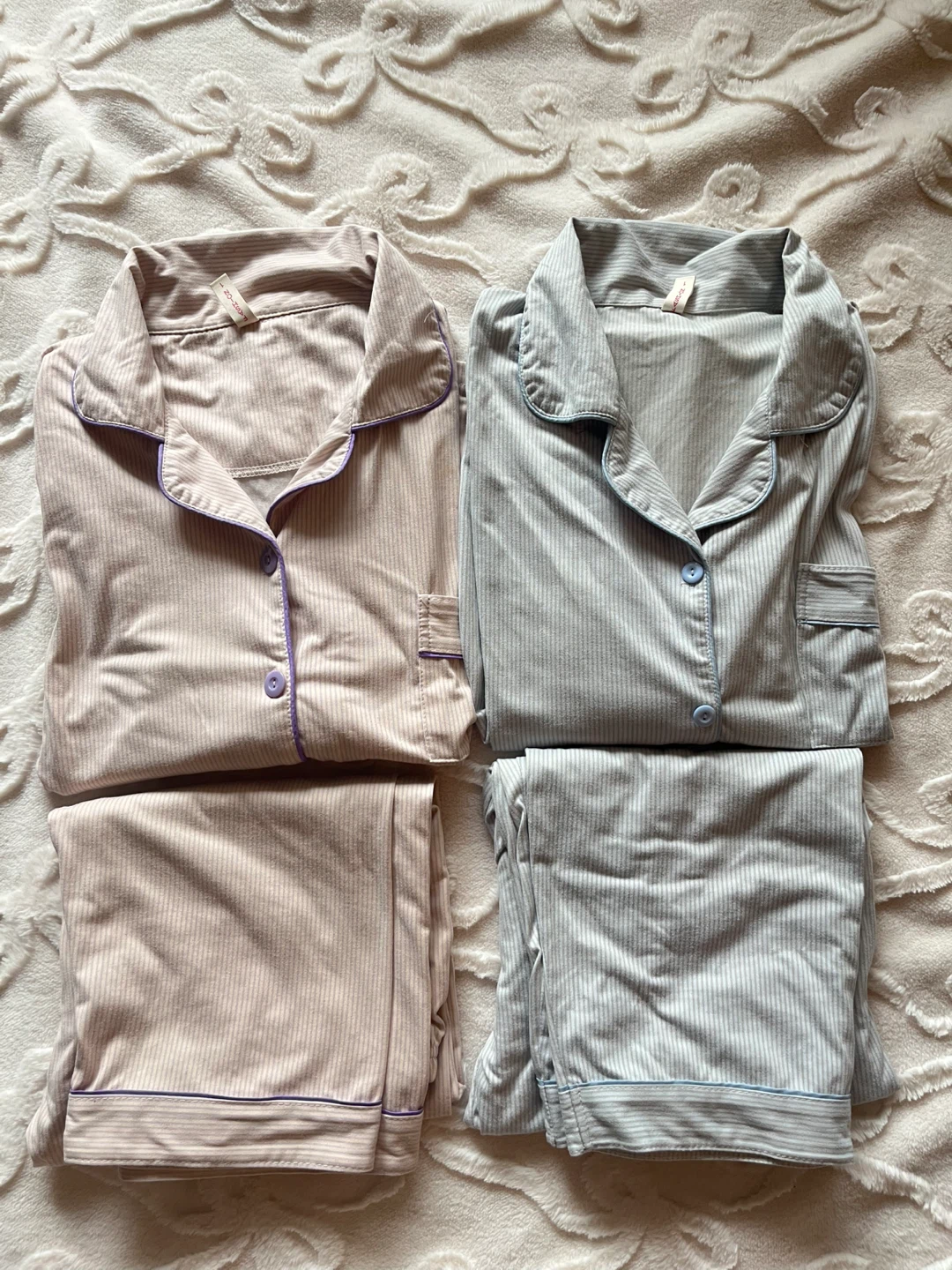 Striped Pajama Sets - Pink and Blue