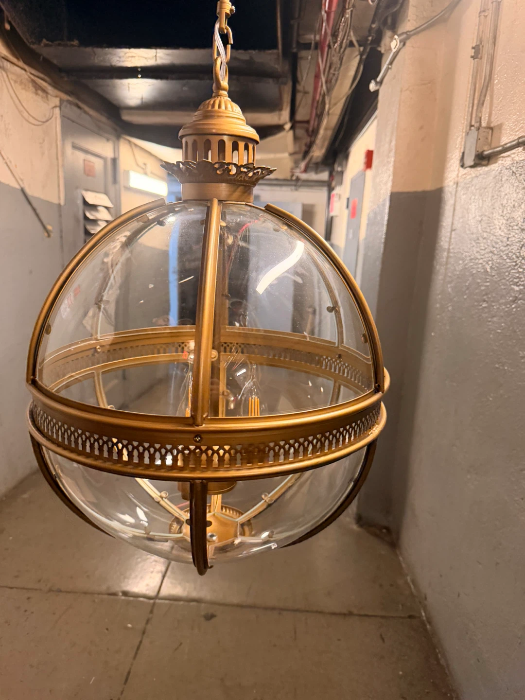 Antique Brass Globe Pendant Light - photo 2