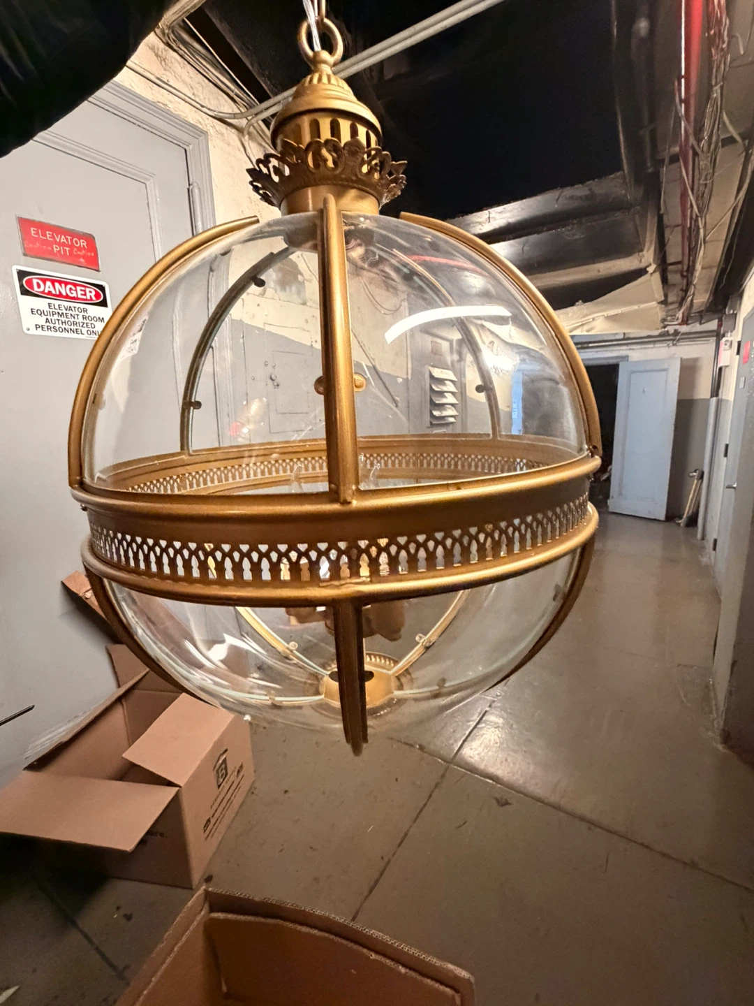 Antique Brass Globe Pendant Light - photo 3