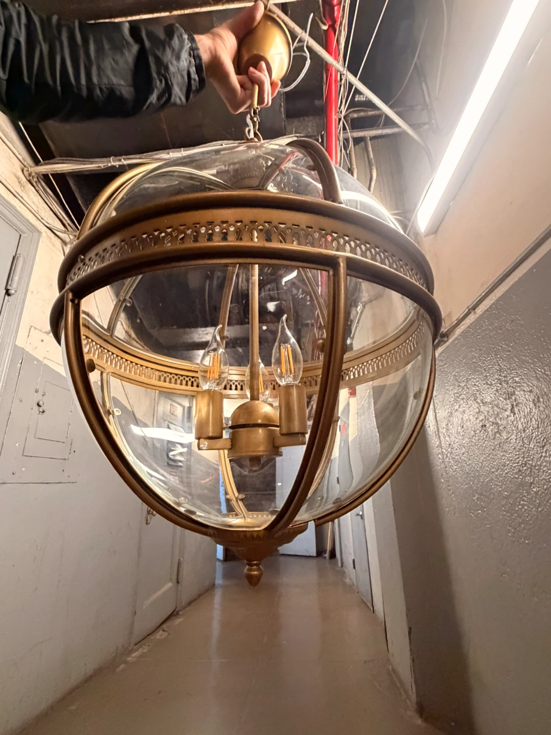 Antique Brass Globe Pendant Light - photo 4