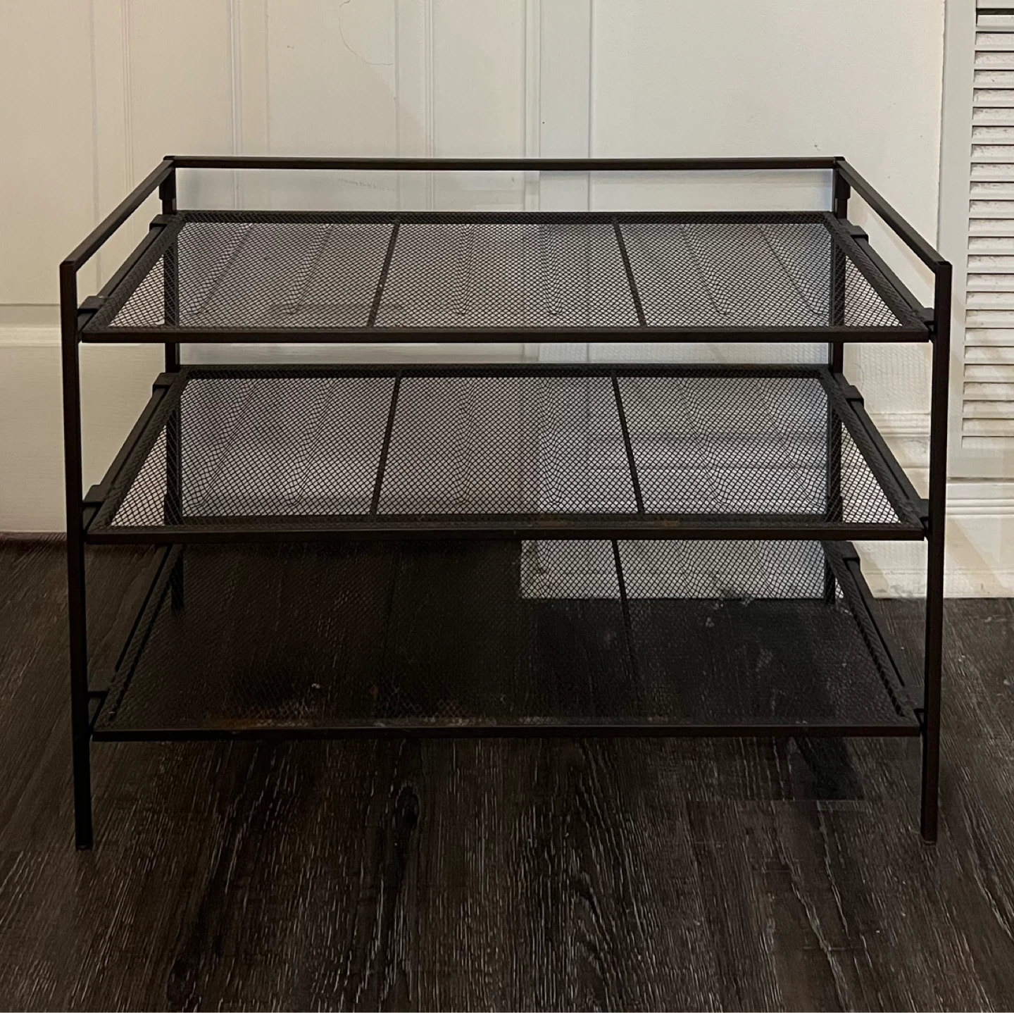 Brown Metal 3-Tier Shoe Rack - photo 2