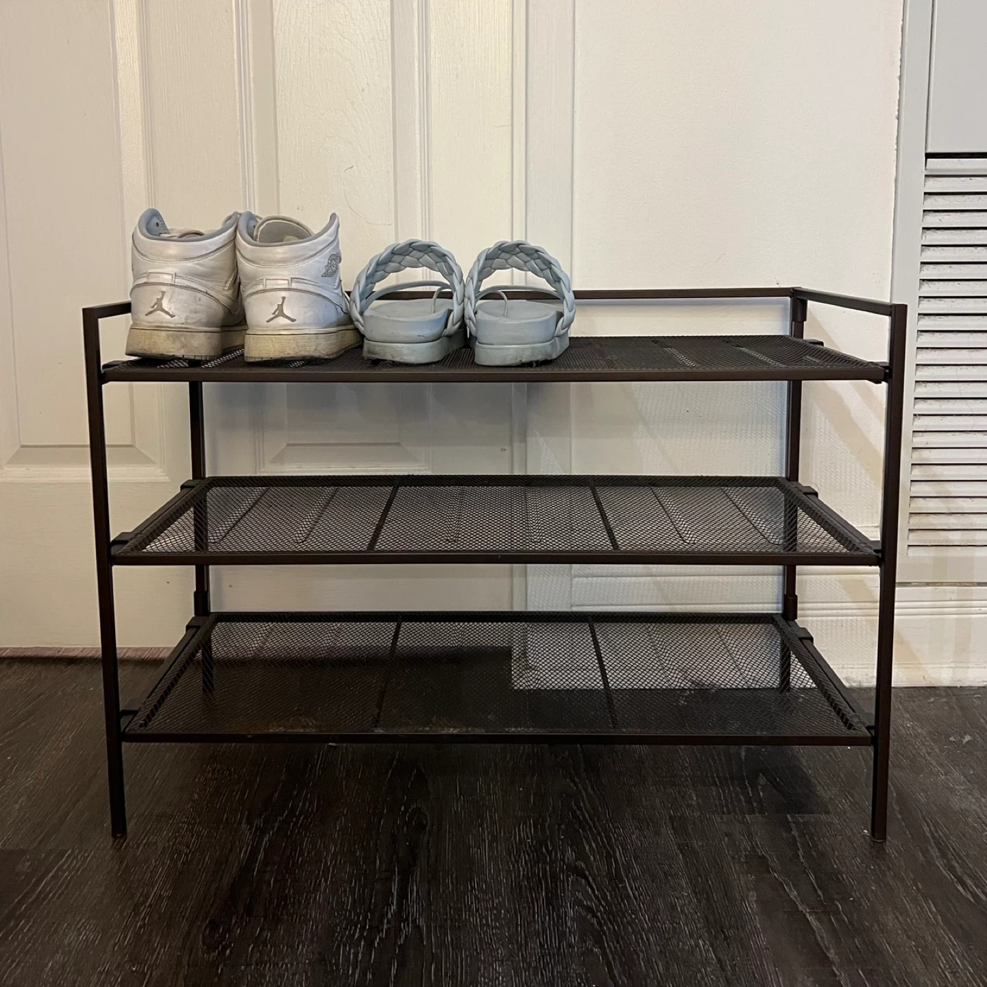 Brown Metal 3-Tier Shoe Rack