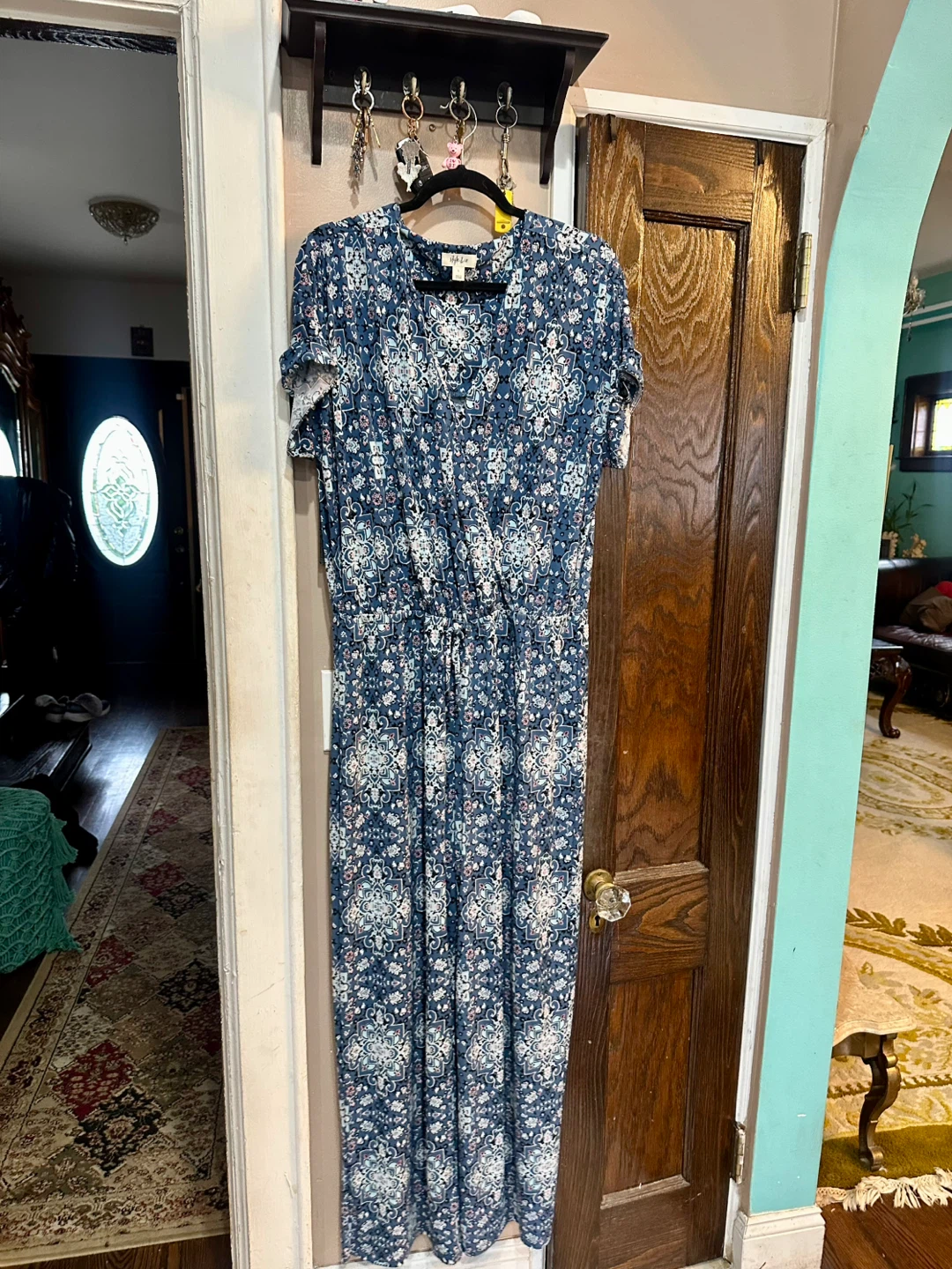 Style & Co. Navy Floral Jumpsuit - Size L
