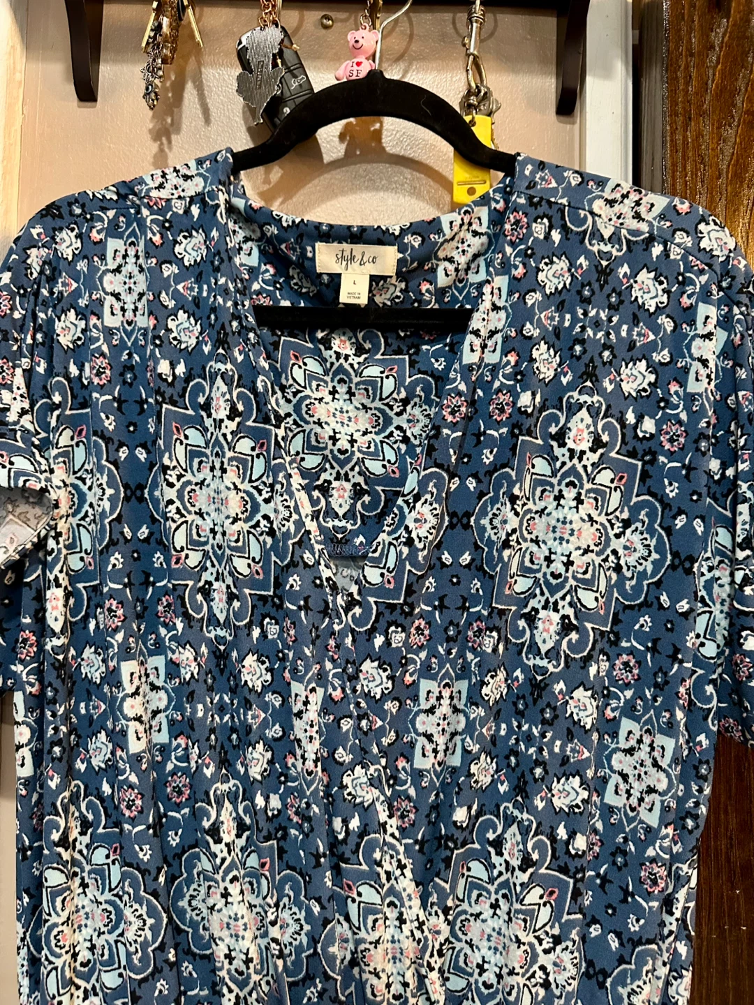 Style & Co. Navy Floral Jumpsuit - Size L - photo 3