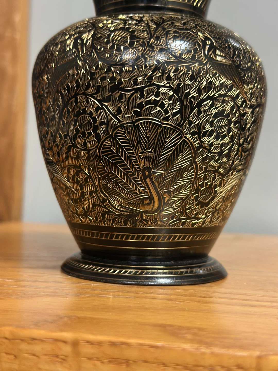 5” Copper Etched Floral Vase - Black and Gold - photo 2