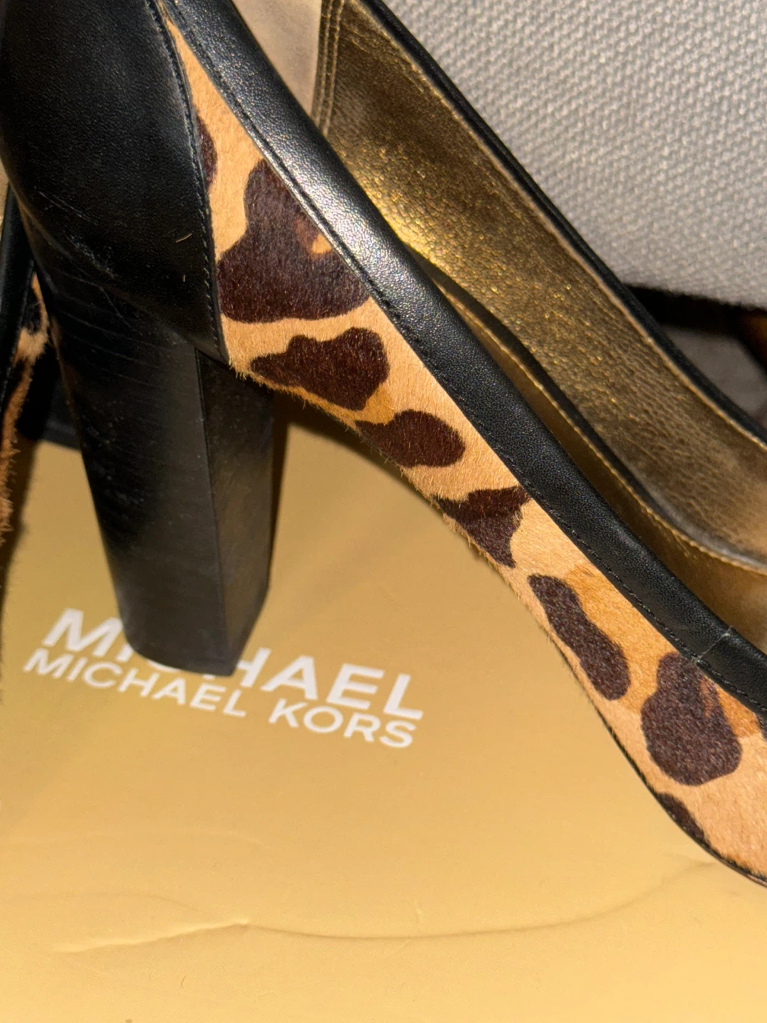Coach Taffy Leopard Calf Hair Black Leather Heels - photo 4