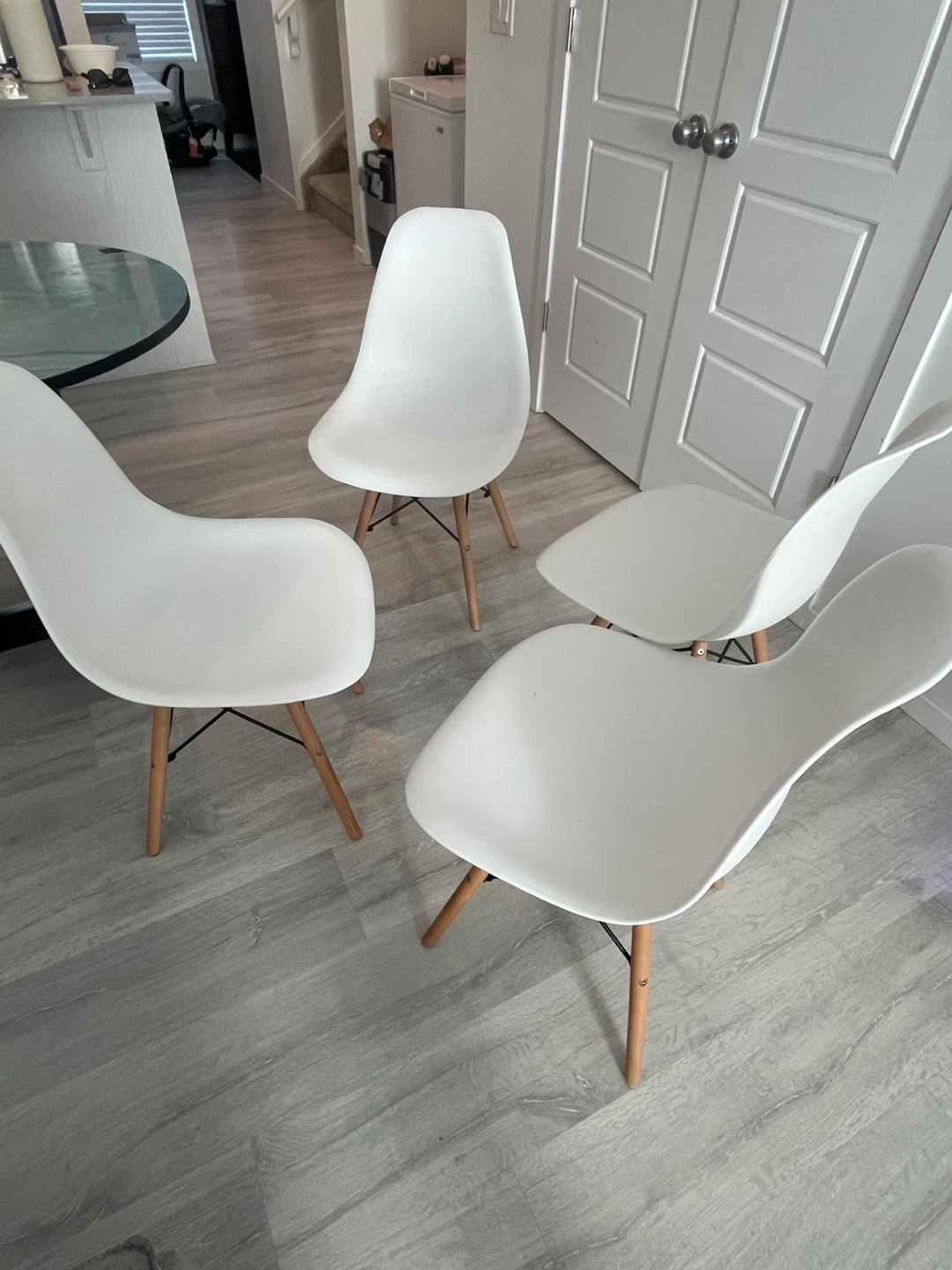 Set of 4 white Eiffel - Modern Style Dining Chairs - photo 4