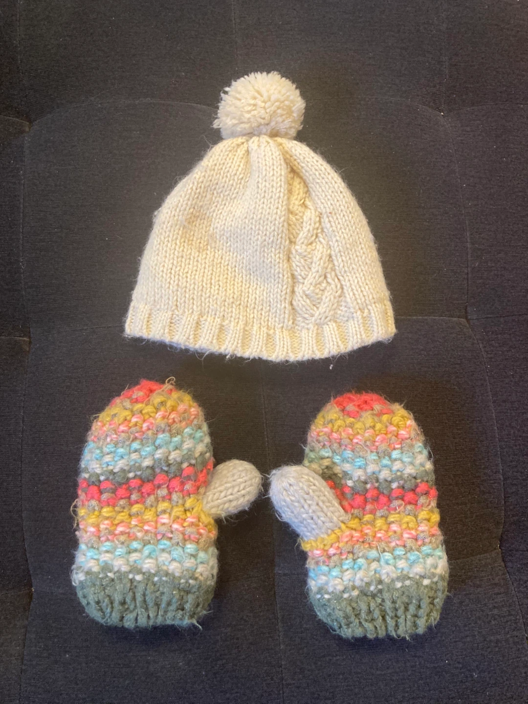 Handmade Knit Hat & Mittens Set