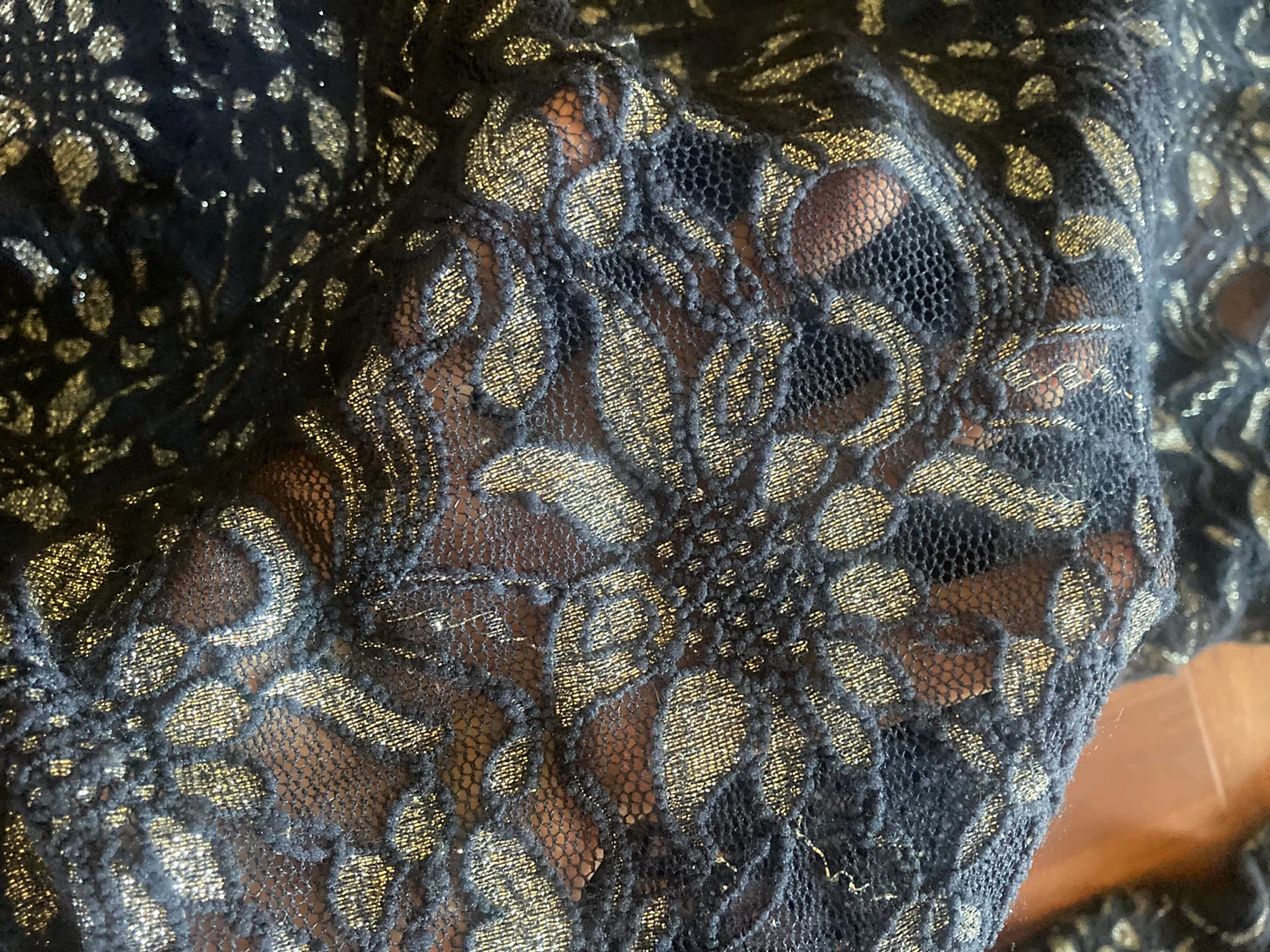 Lace Floral Dress - Black and Gold - photo 2