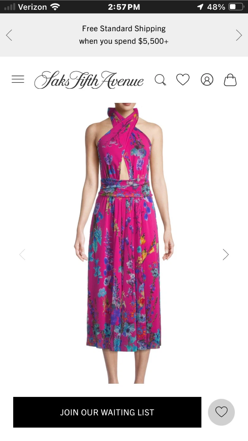 Saks Fifth Avenue Floral Print Midi Dress