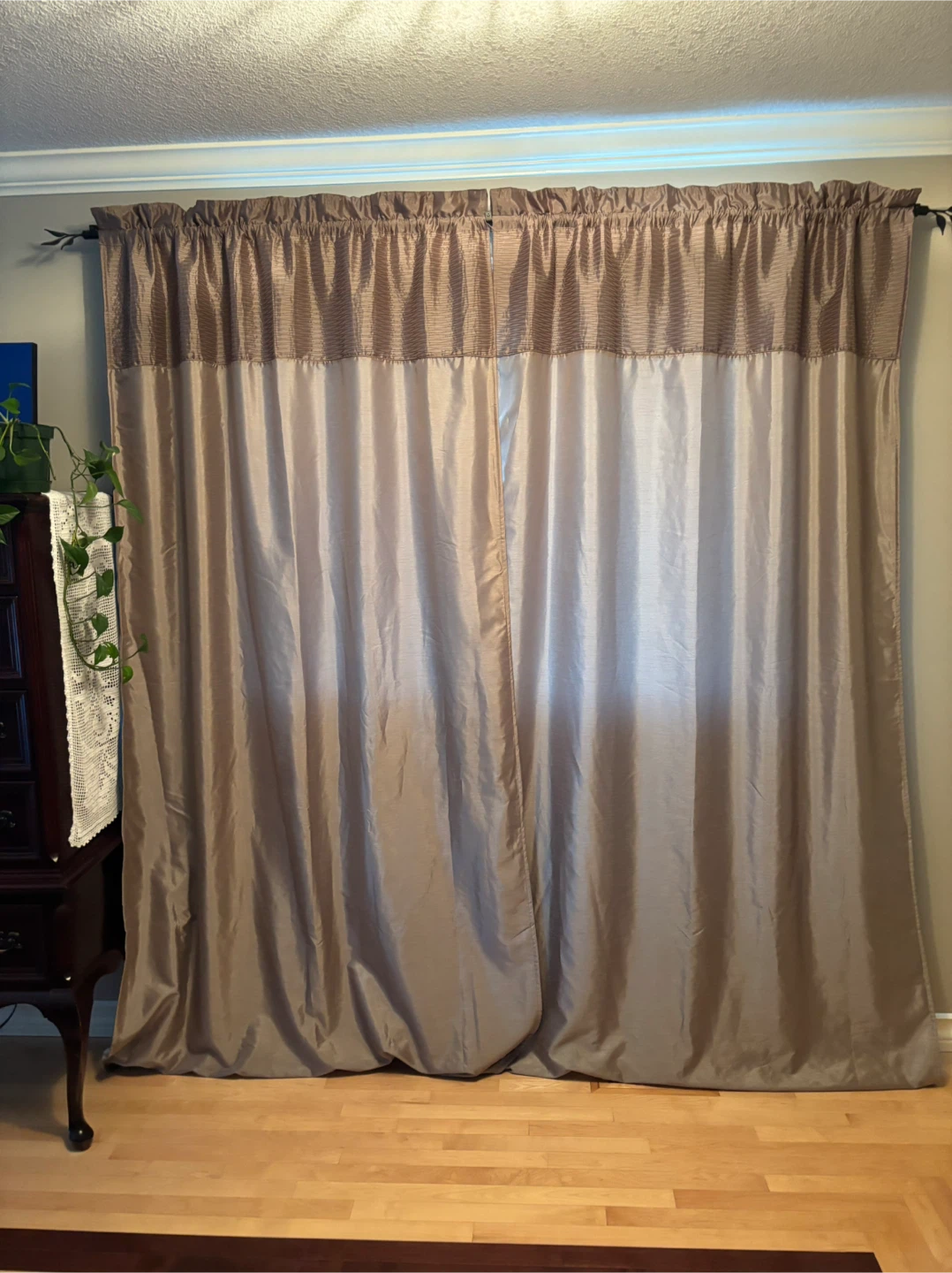 Champagne-coloured curtains