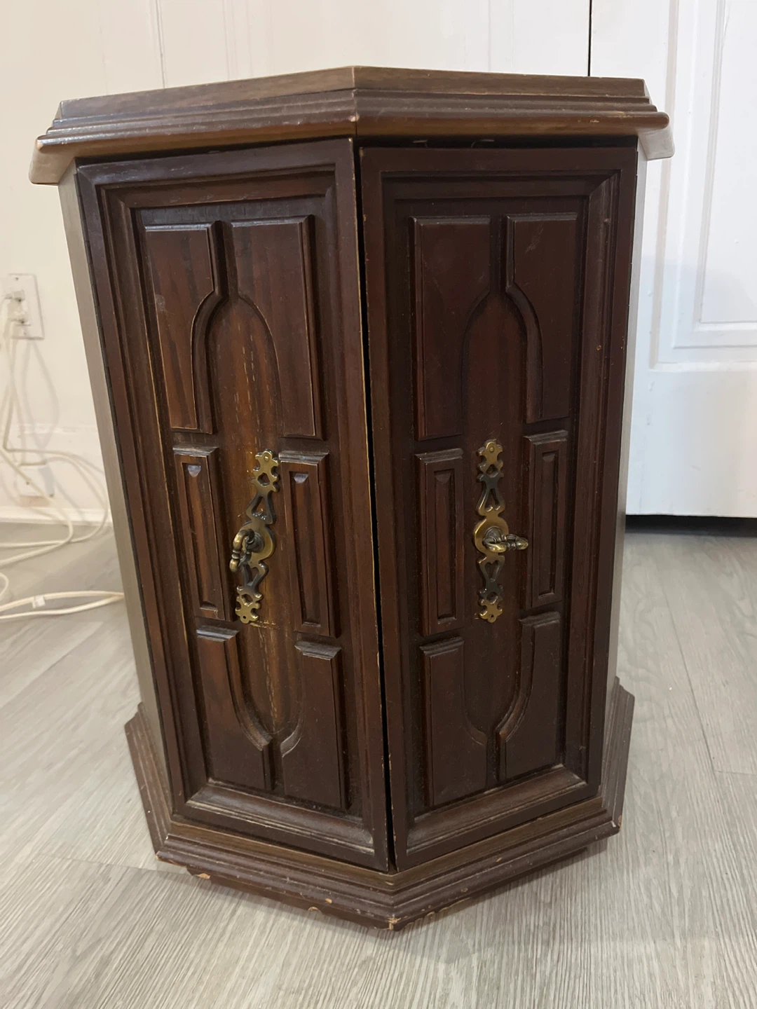 Vintage Dark Wood Octagon Side Table