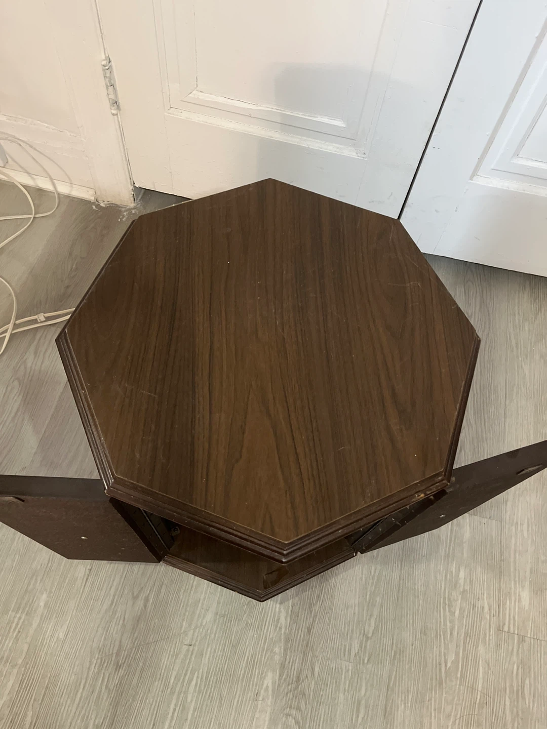 Vintage Dark Wood Octagon Side Table - photo 3