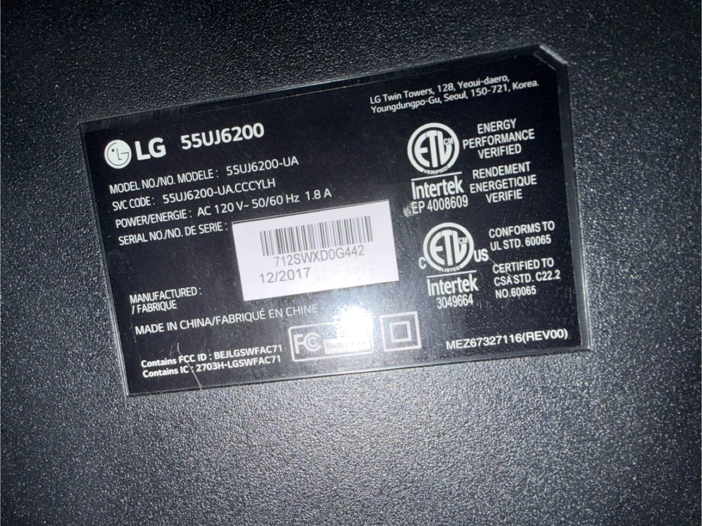 LG 55UJ6200 55" 4K UHD TV - photo 2