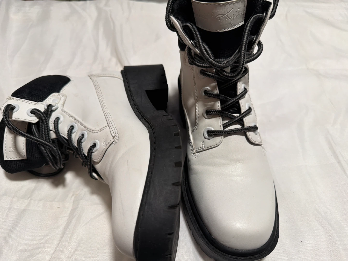 Kendall + Kylie. # 7M White Leather Platform Boots