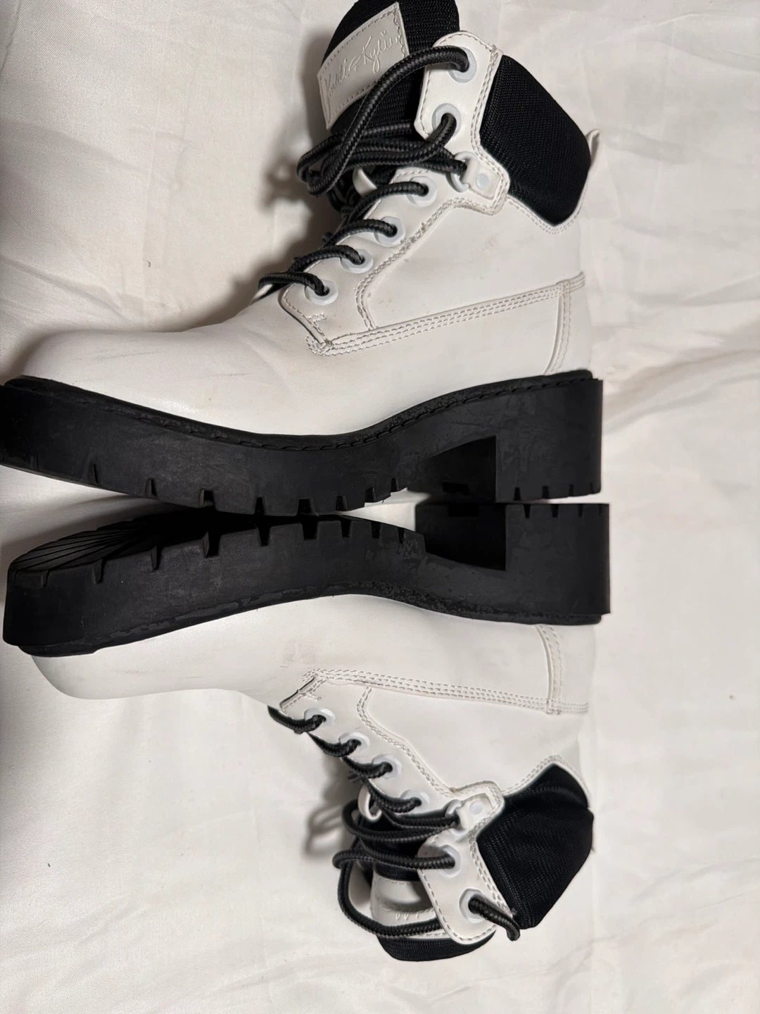 Kendall + Kylie. # 7M White Leather Platform Boots - photo 3