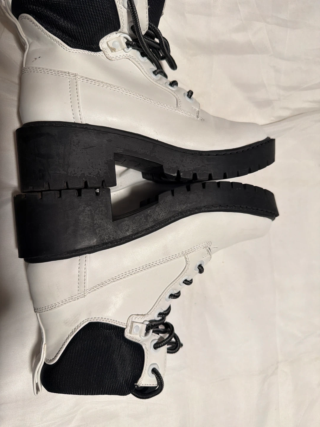 Kendall + Kylie. # 7M White Leather Platform Boots - photo 4