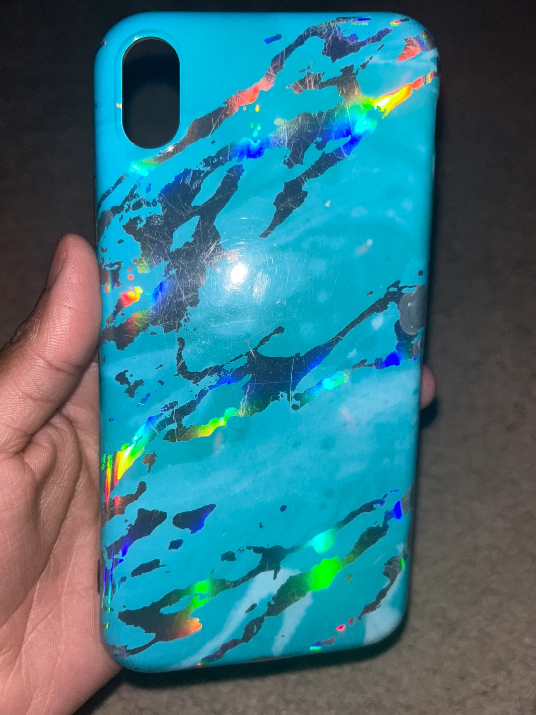 iPhone XS Max Phone Case - Turquoise Marble Design