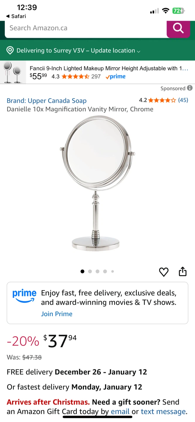 Danielle Chrome 10x Magnification Vanity Mirror - photo 2