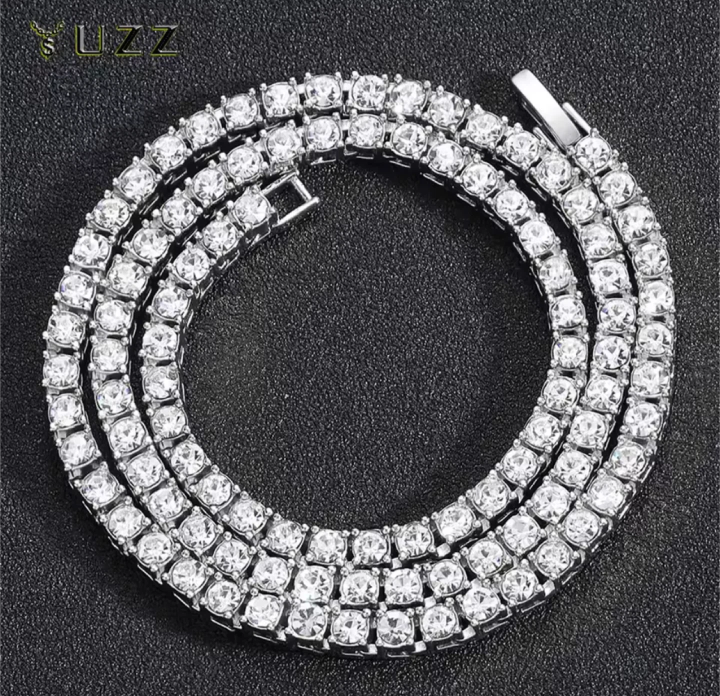 Silver Tennis Necklace men 20” 5mm
