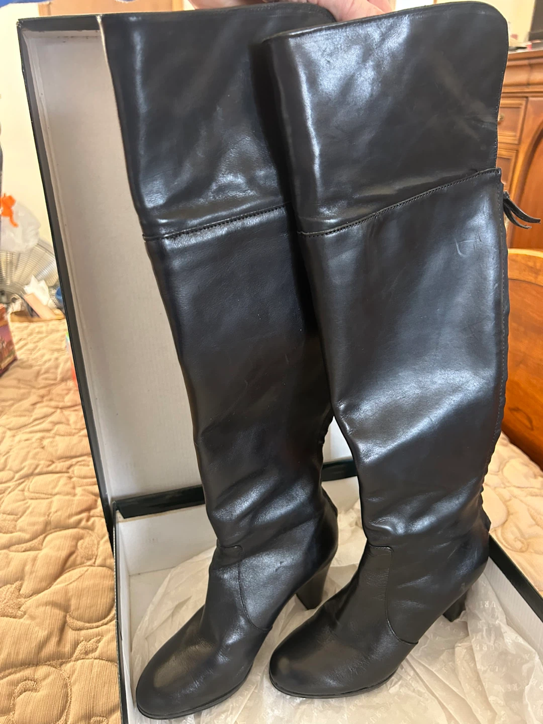 Ralph Lauren Meira Black Leather Boots - Size 6 - photo 2