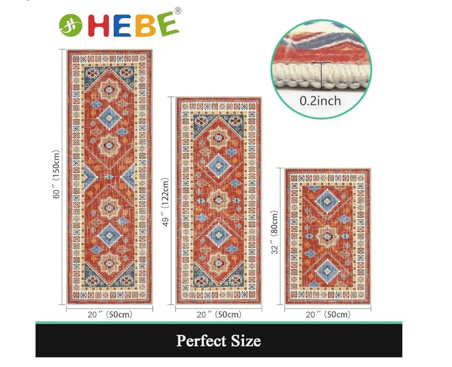 HEBE Kitchen Rug Set - Red/Green - 3 Piece - photo 4
