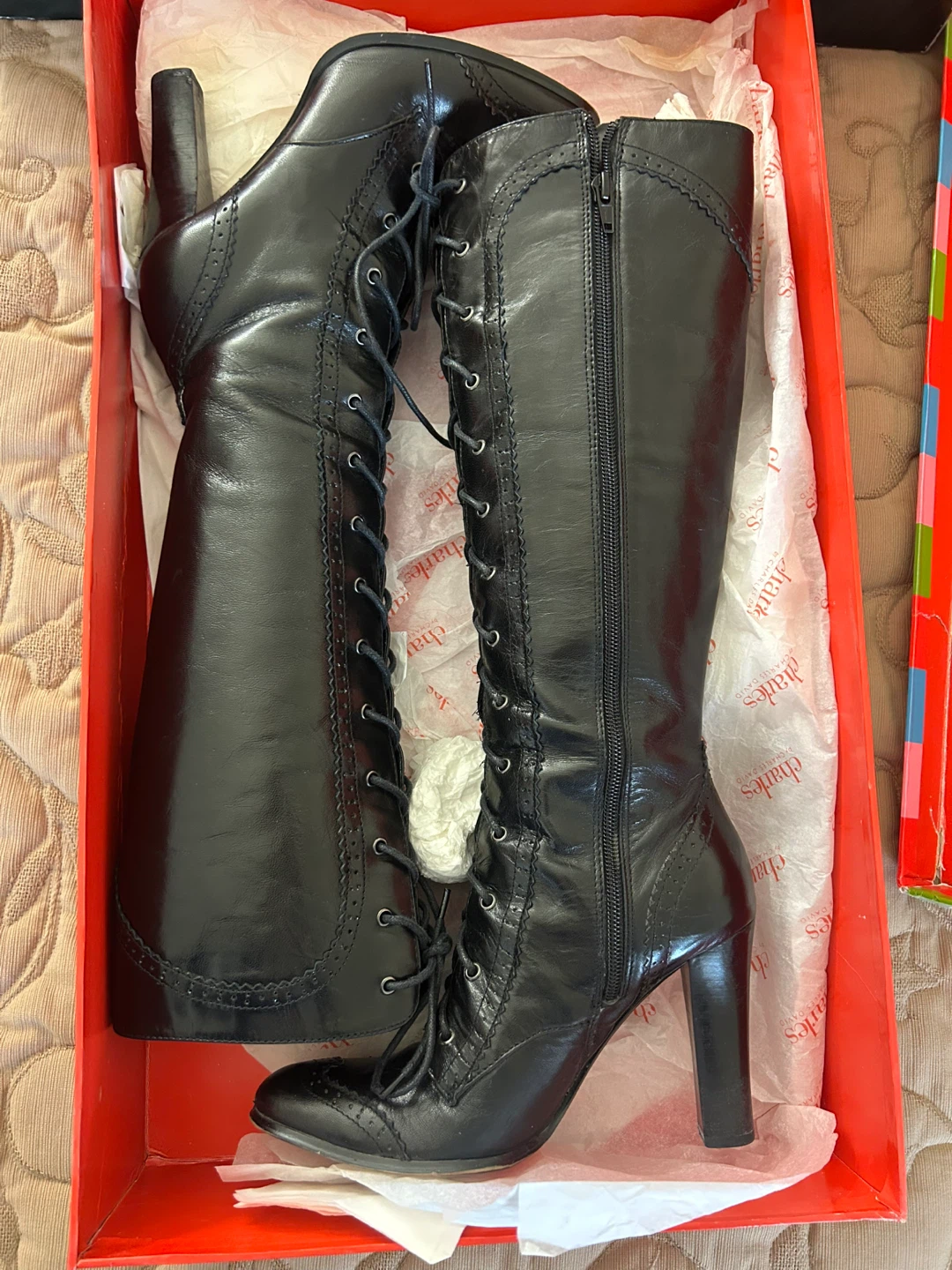 Charles by Charles David Black Leather Boots - Size 6 - photo 4