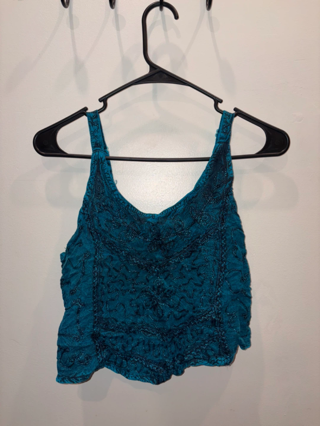 Blue Embroidered Tank Top
