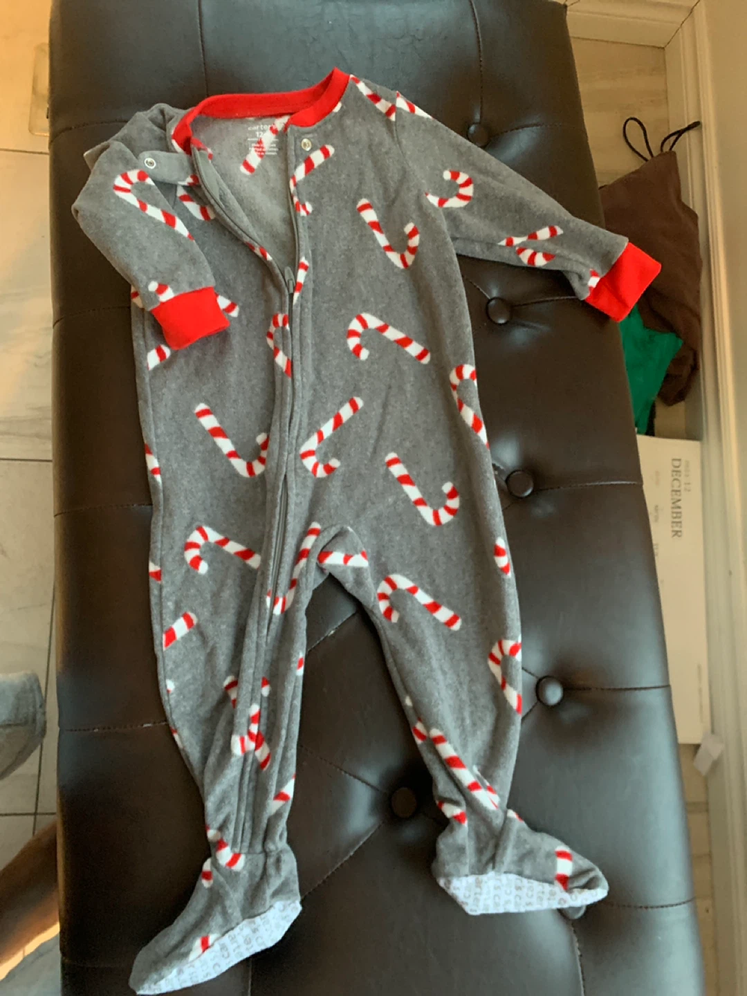 Carter's 12M Candy Cane Fleece Onesie