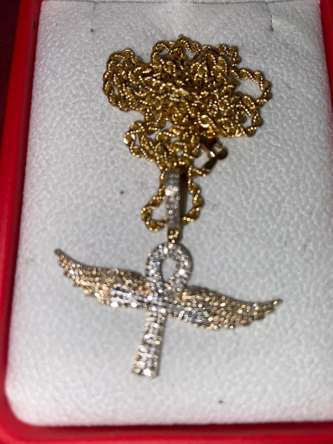 Gold Ankh Winged Pendant Necklace - photo 2