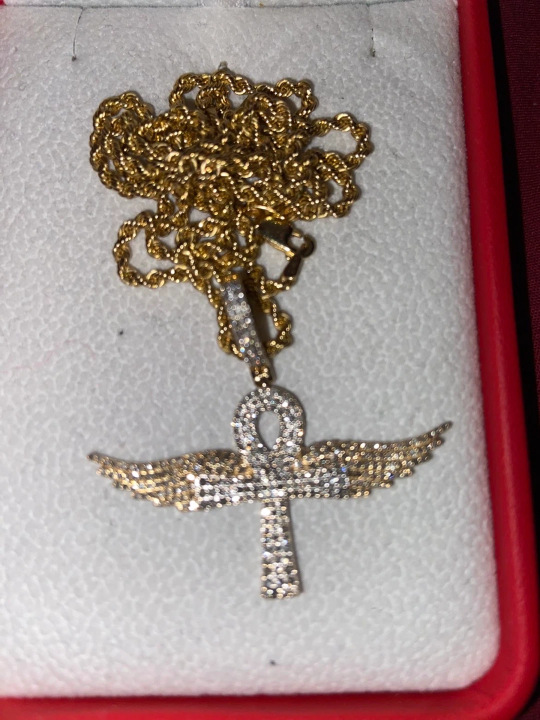 Gold Ankh Winged Pendant Necklace - photo 3