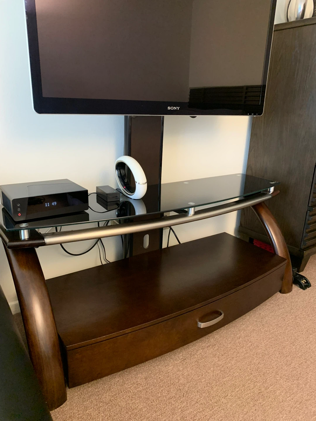 TV Stand with Mount and Glass Shelves