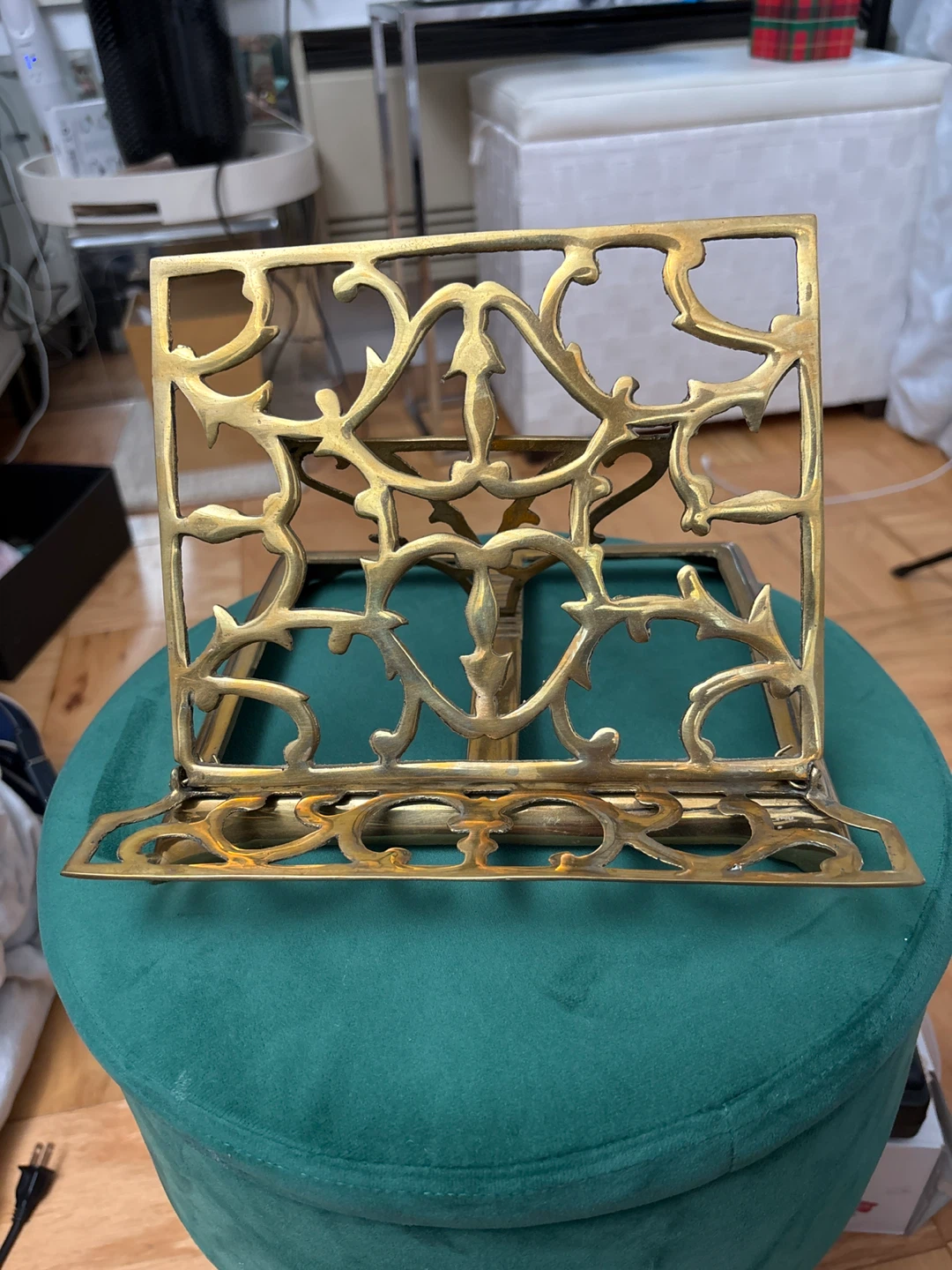 Vintage brass book stand - photo 2