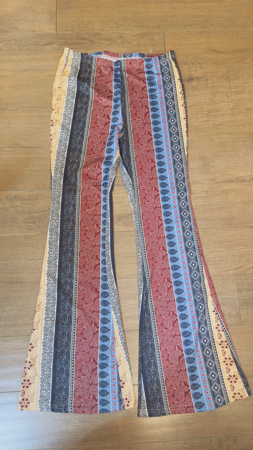 Striped Bell Bottom Pants
