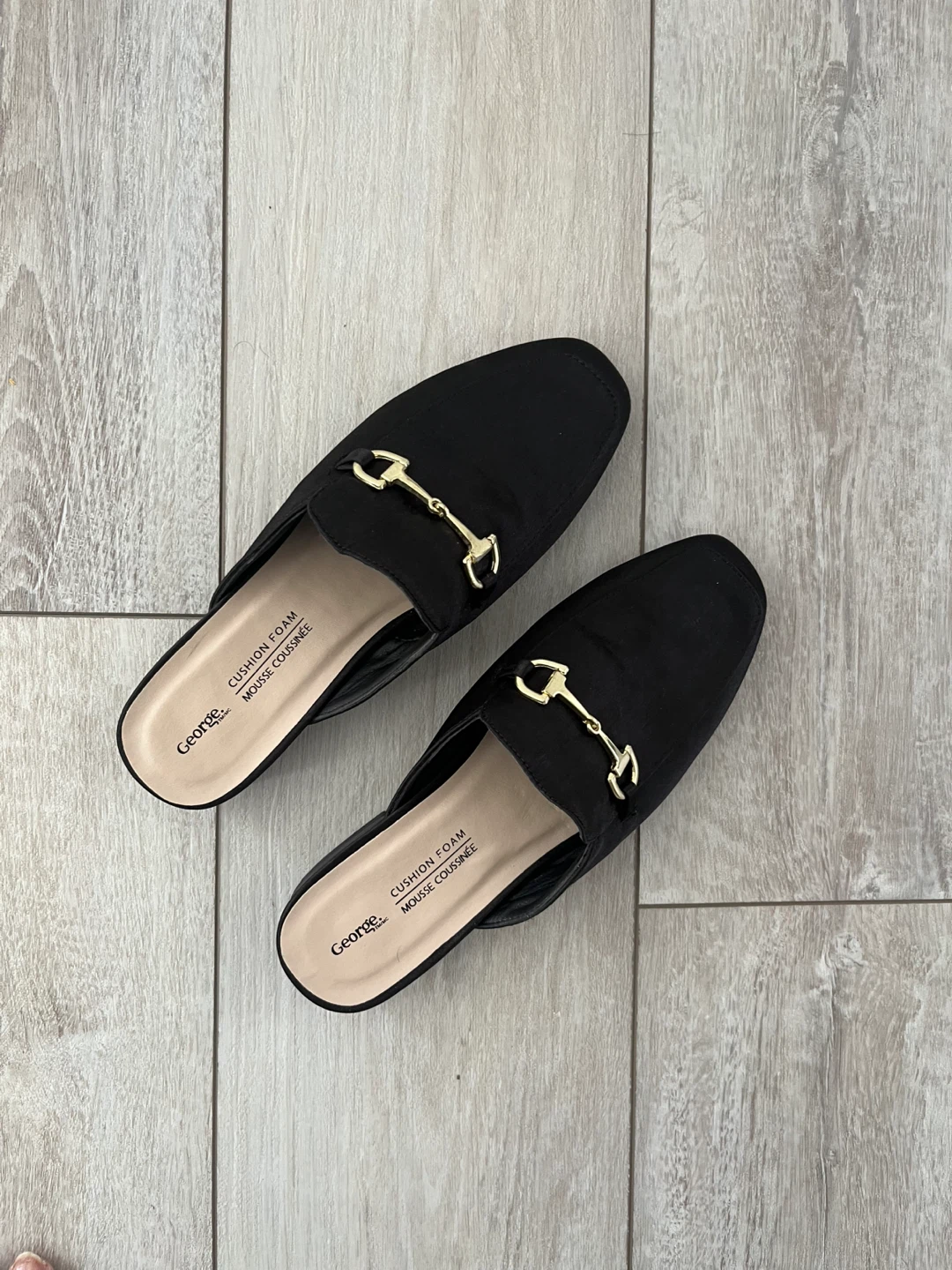George Black Mules with Gold Detail