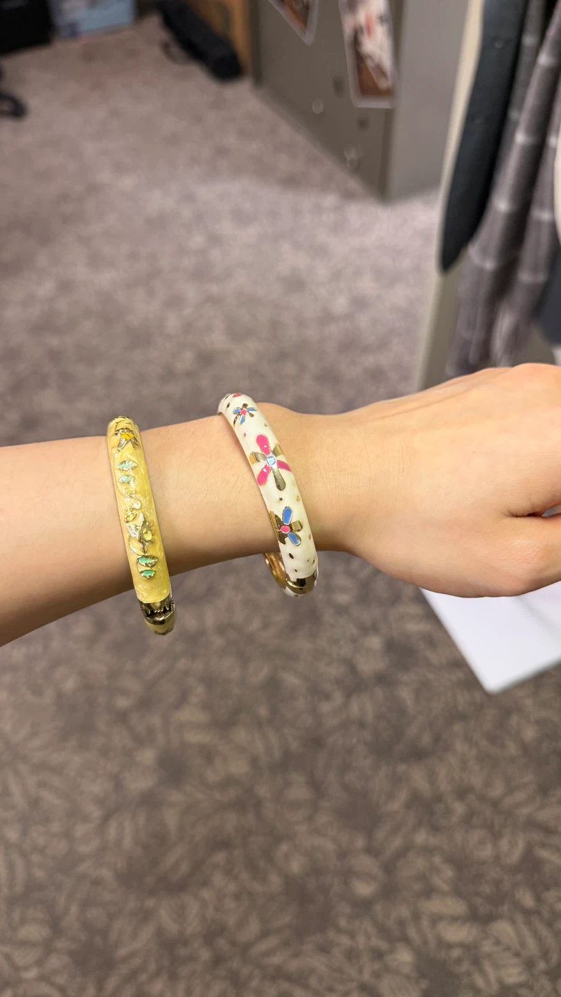 Bangle Bracelets - Floral & Gold