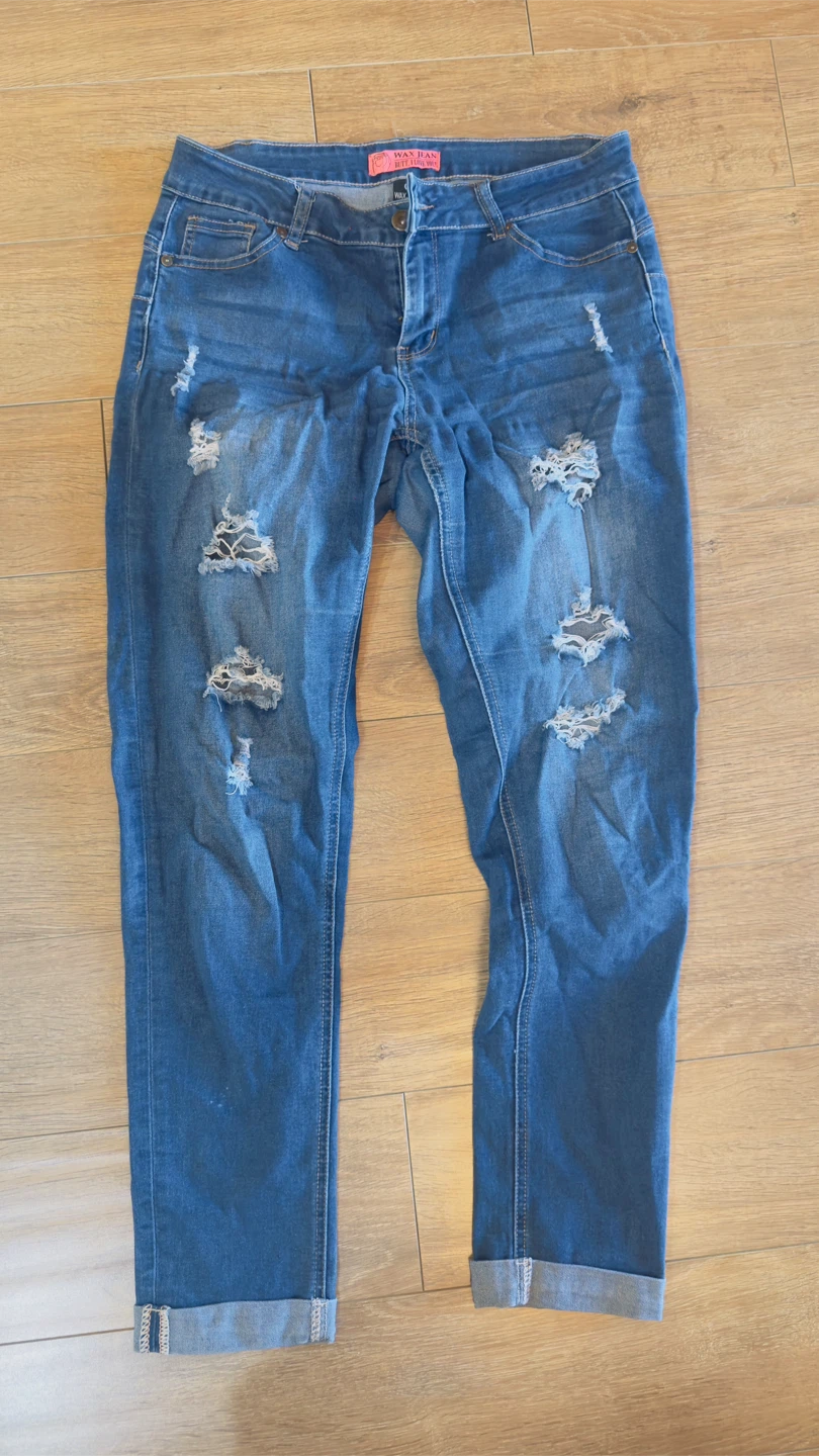 Wax Jean Distressed Denim Jeans - Size 7