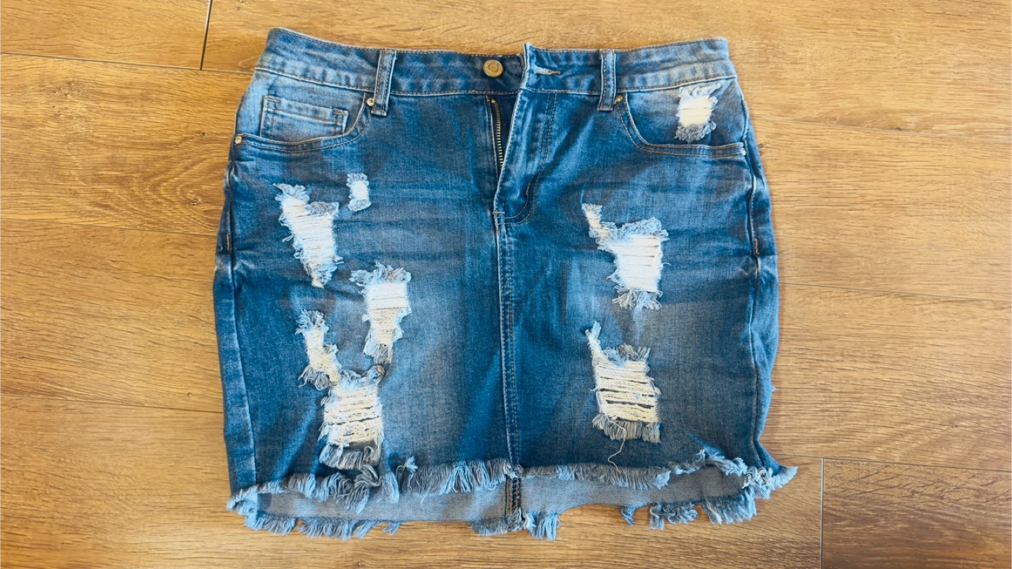 Distressed Denim Mini Skirt