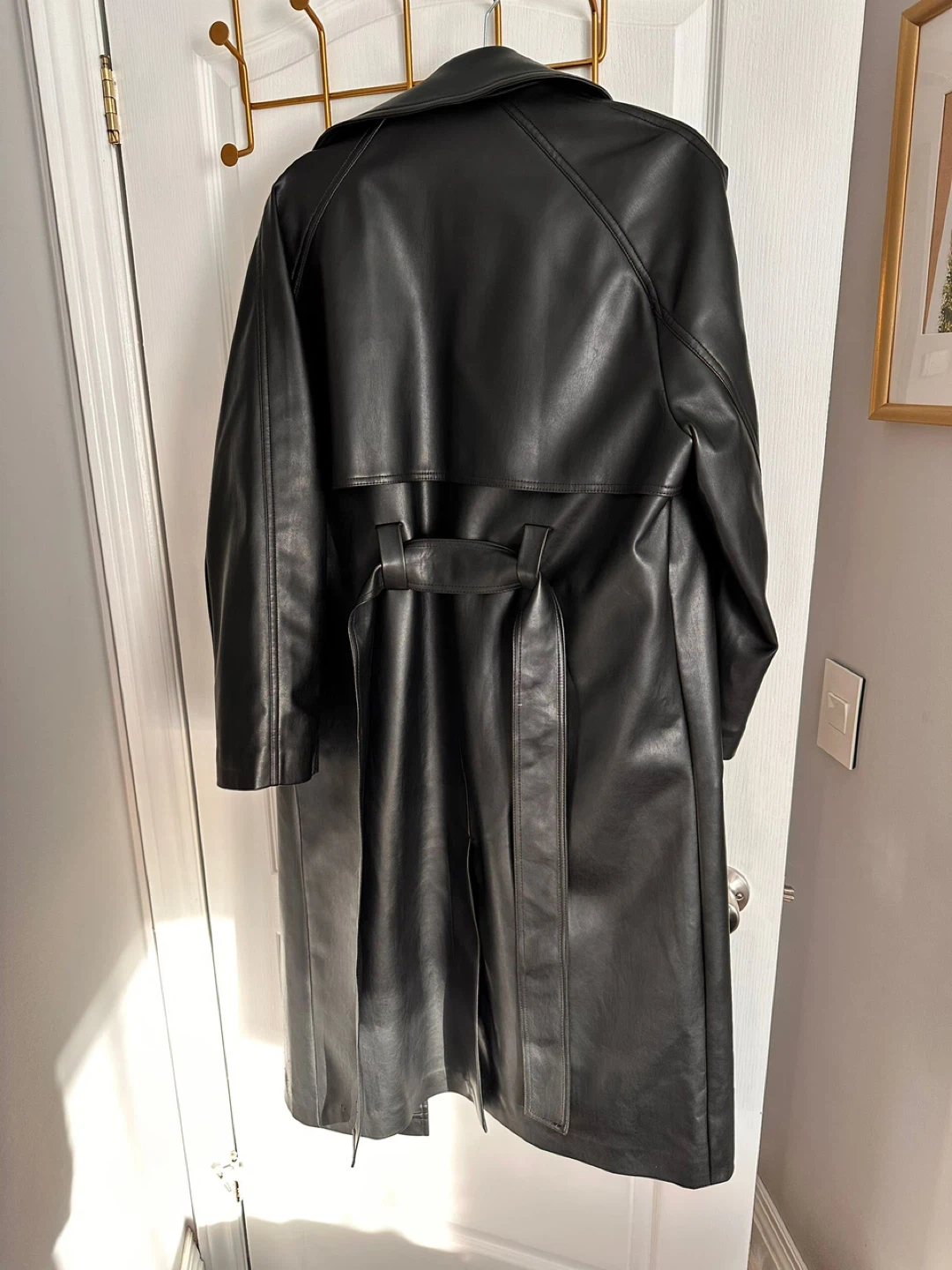 Mango Black Faux Leather Trench Coat - photo 2