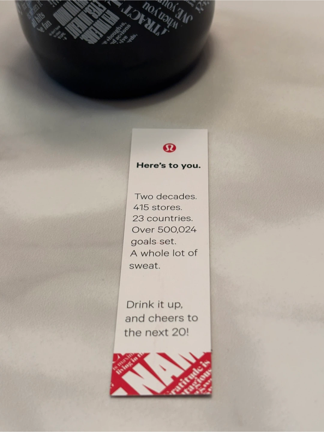 NEW - Lululemon Black Water Bottle - 20 yrs limited edition - photo 3