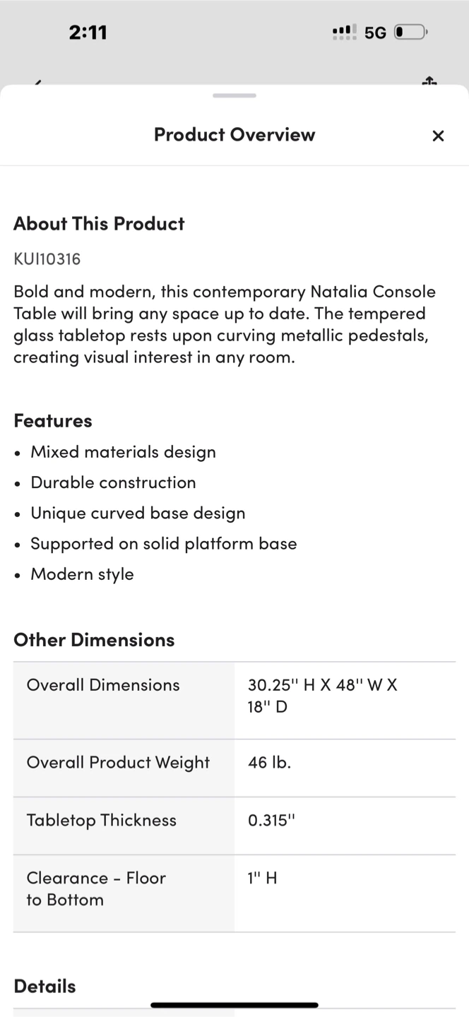 Glass Top Console Table - photo 2