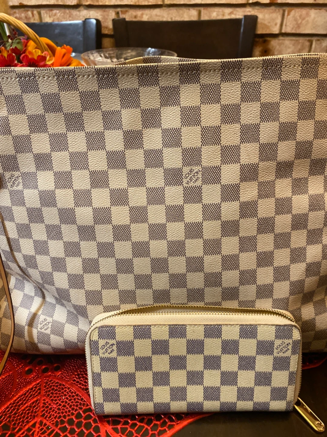 Louis Vuitton Damier Azur Tote Bag & Wallet Set