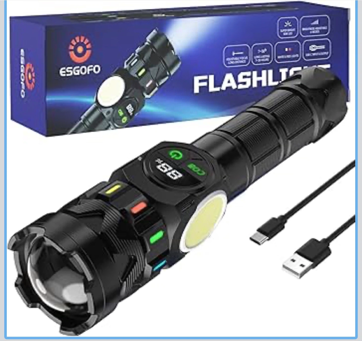 Flashlight - 10000 Lumens, Long Range 5000FT