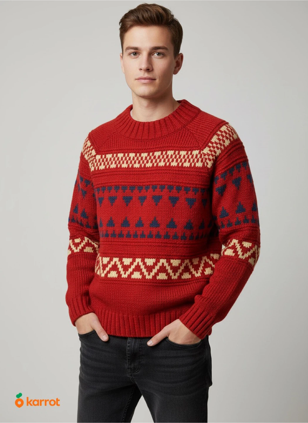 Universal Thread Red Patterned Sweater - Size L - photo 2