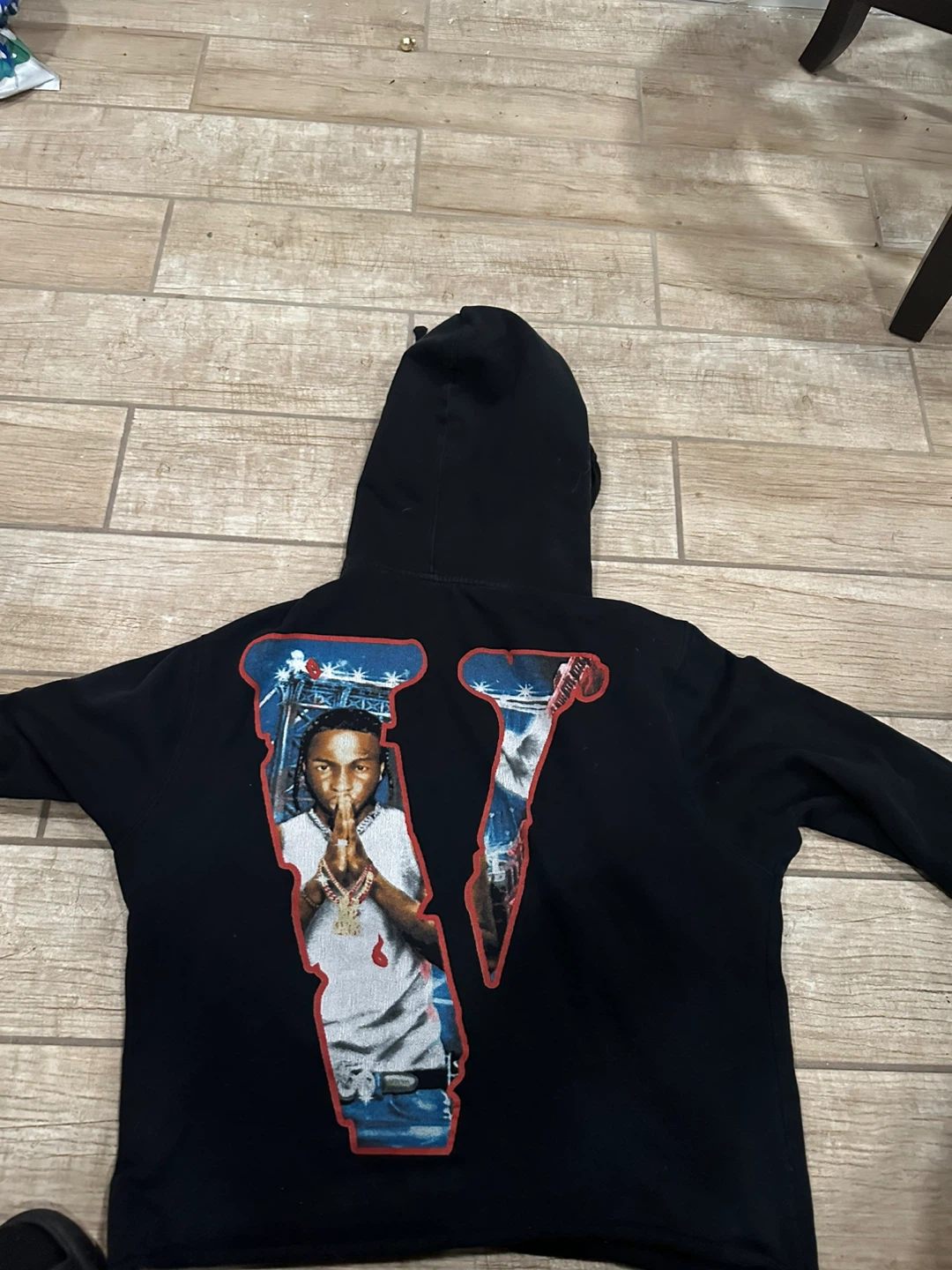Vlone X Pop Smoke Hoodie Black M Shoot For The Stars - photo 3